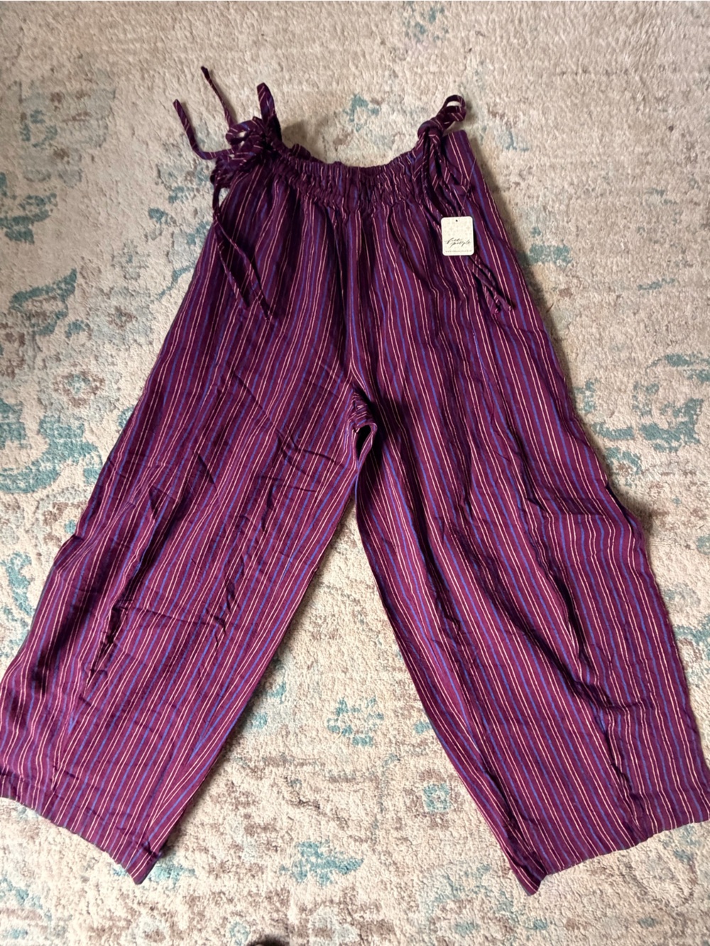 NWT Free People Canyon Combo Striped Jumpsuit M $70
